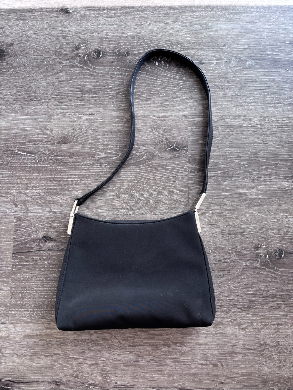 Anne Klein Black Shoulder Bag with Silver Accents